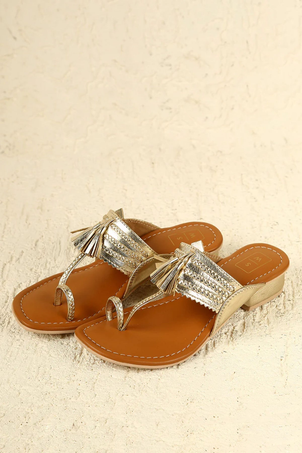 Sonya Gold Small Heel Sandals