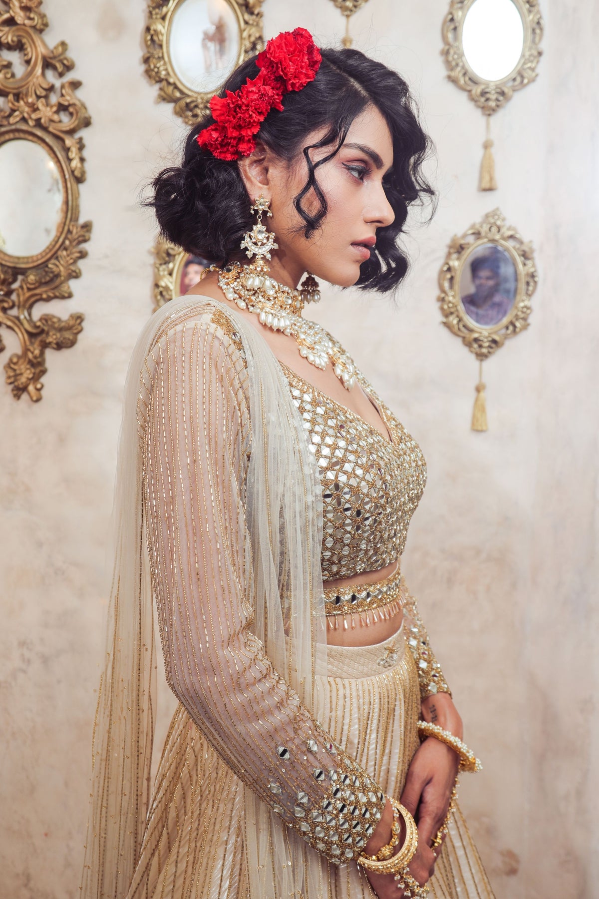 Ivory Embroidered Lehenga Set