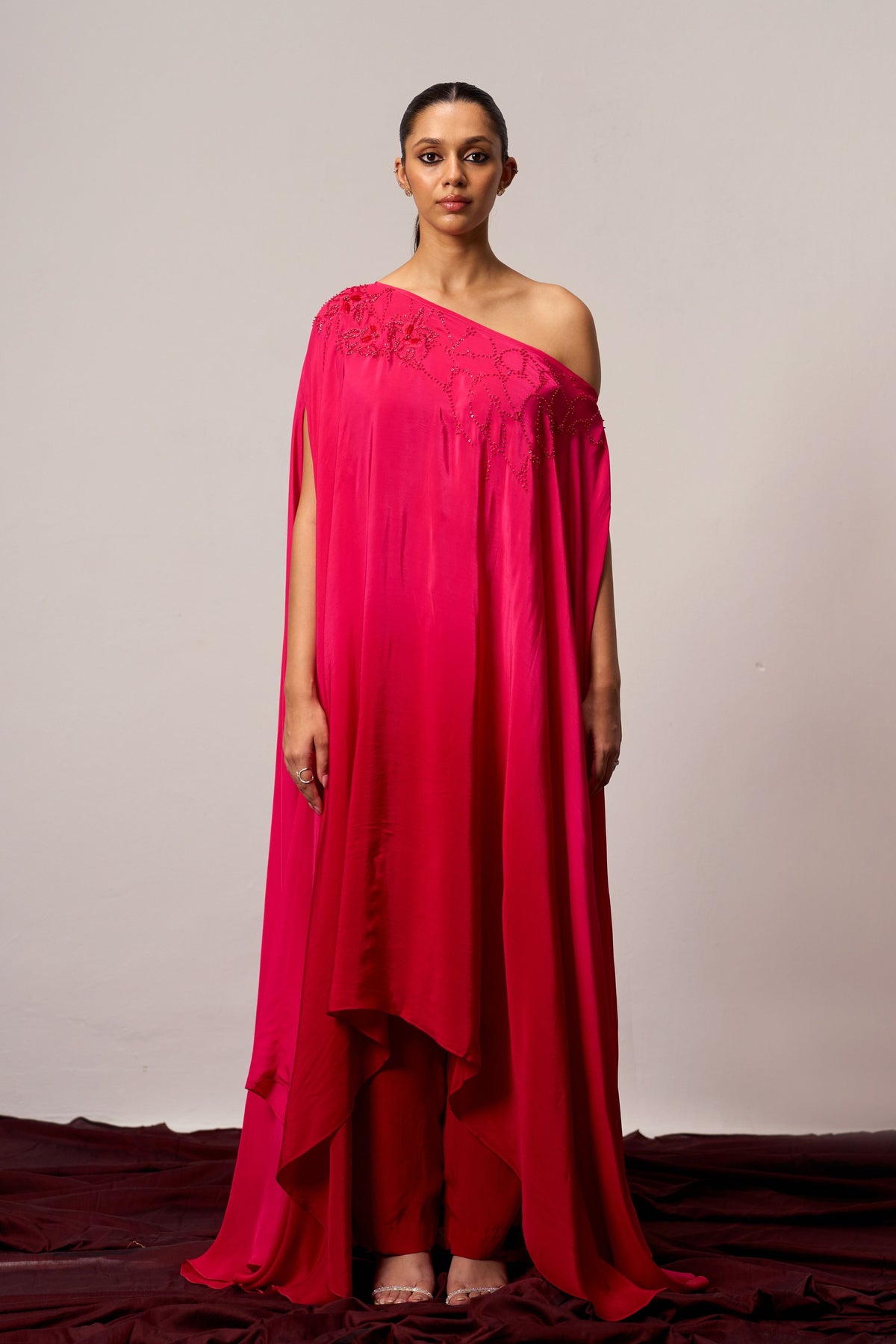 Rose Quartz One Shoulder Kaftan Set