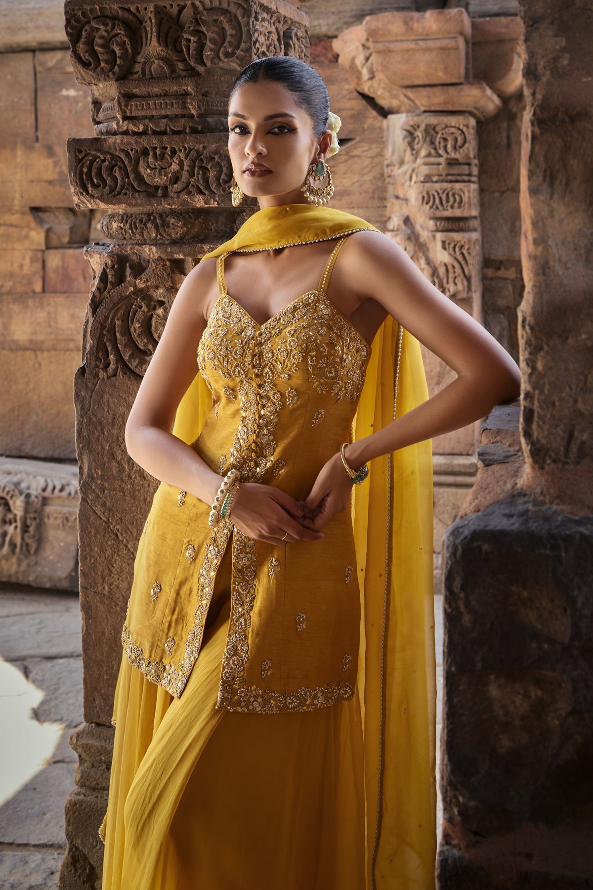 Aliyah Yellow Sharara Set