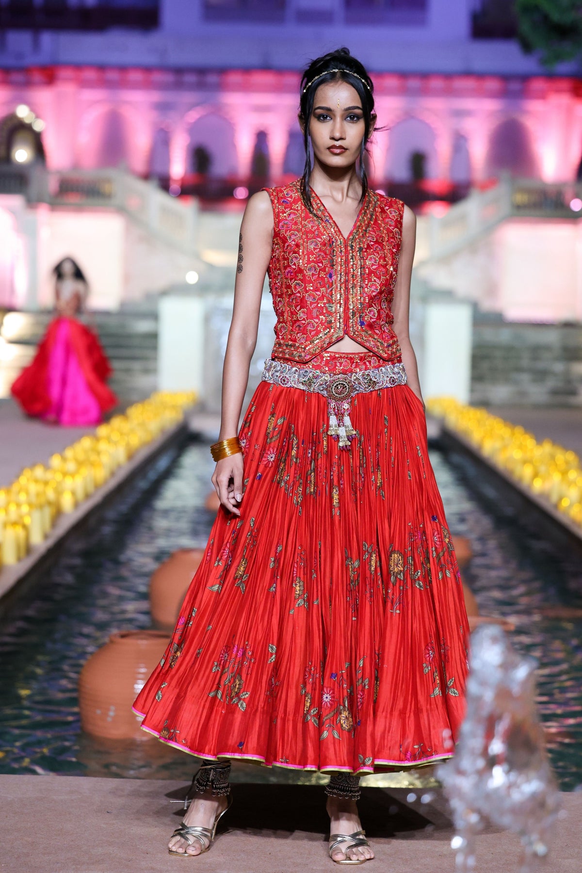 Amer Surkh Laal Lehenga Set