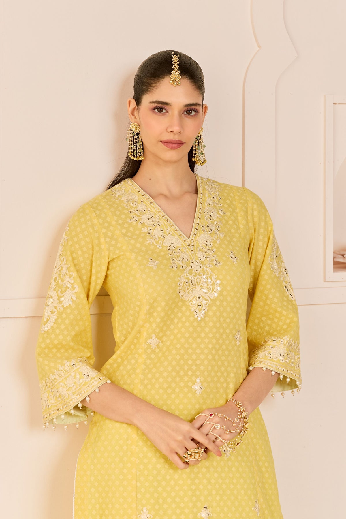 Ruhani Lemon Yellow Long Kurta Set