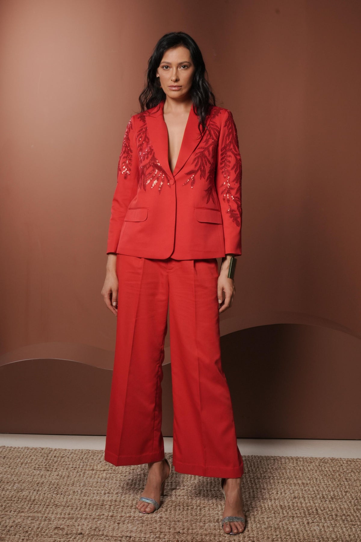 Embroidered Blazer Set