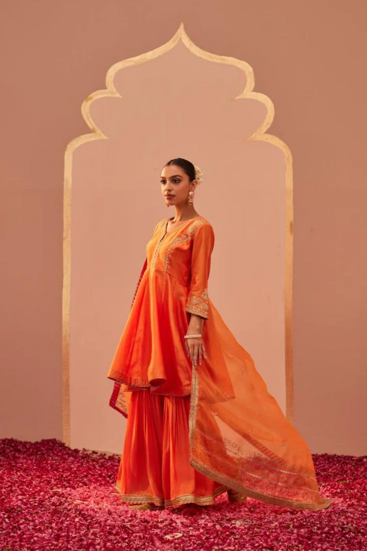 Fatima Orange Sharara Set