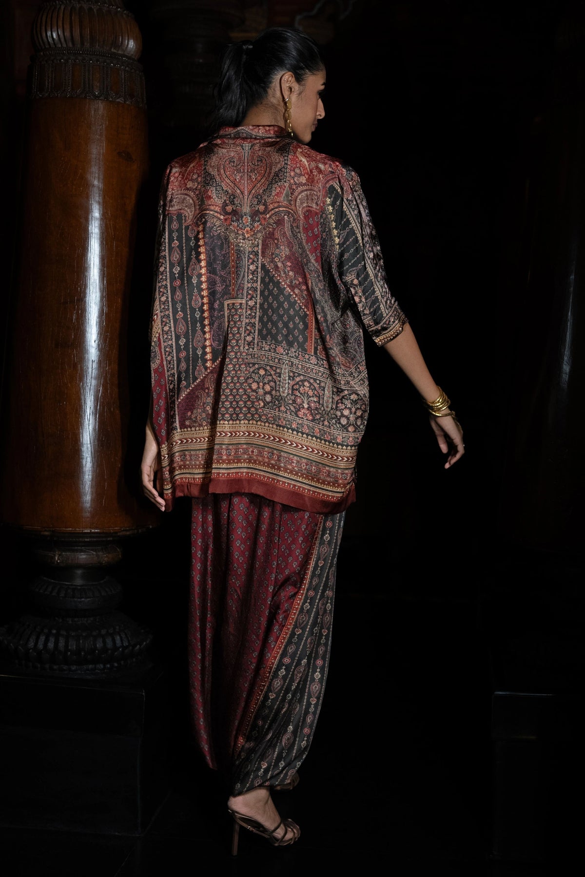 Placement Print Cowl Pants