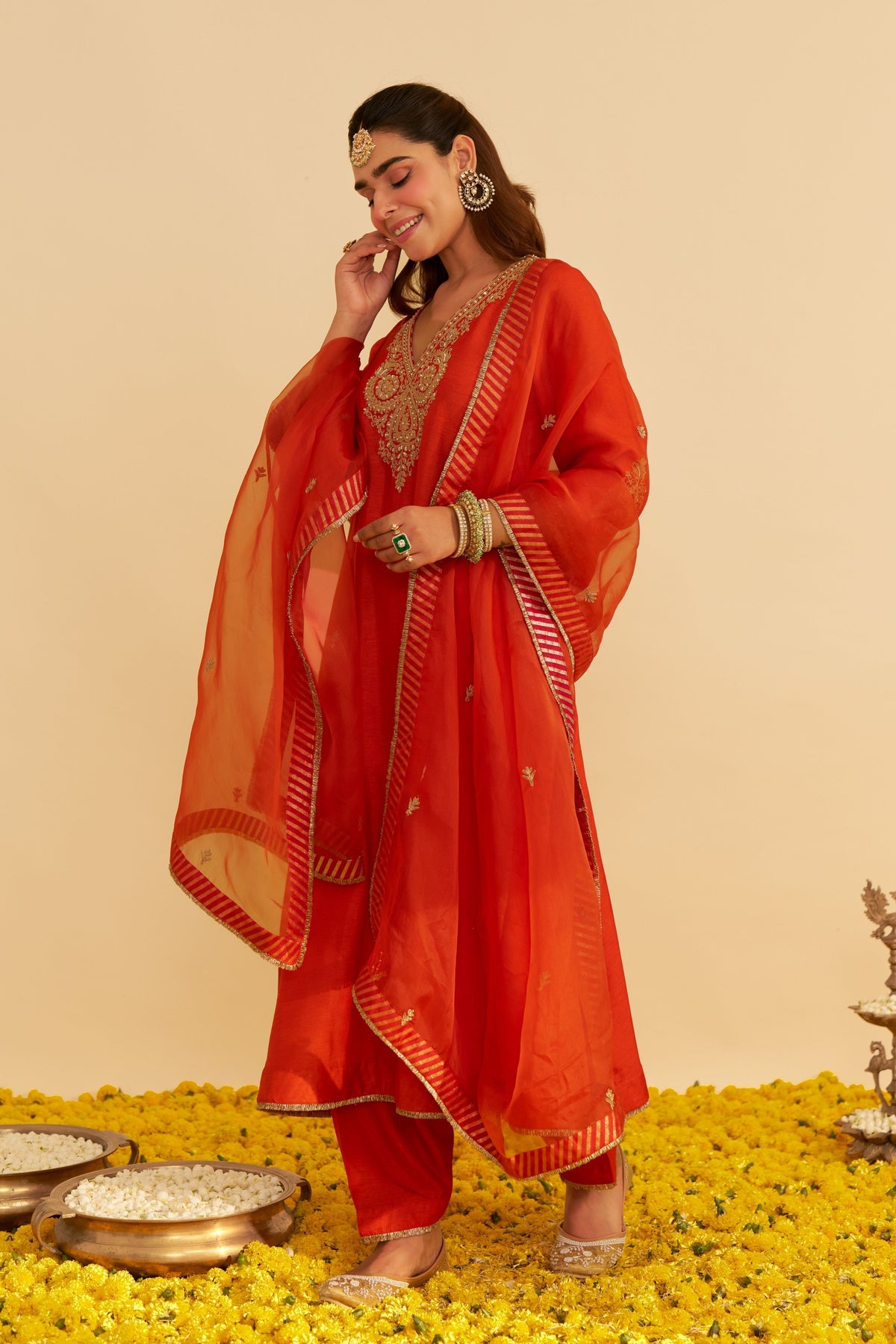 Haayat Orange Kaftan With Salwar