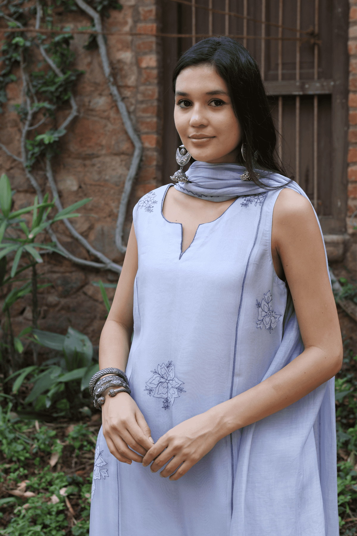 Forever Blue Sleeveless Kurta Set