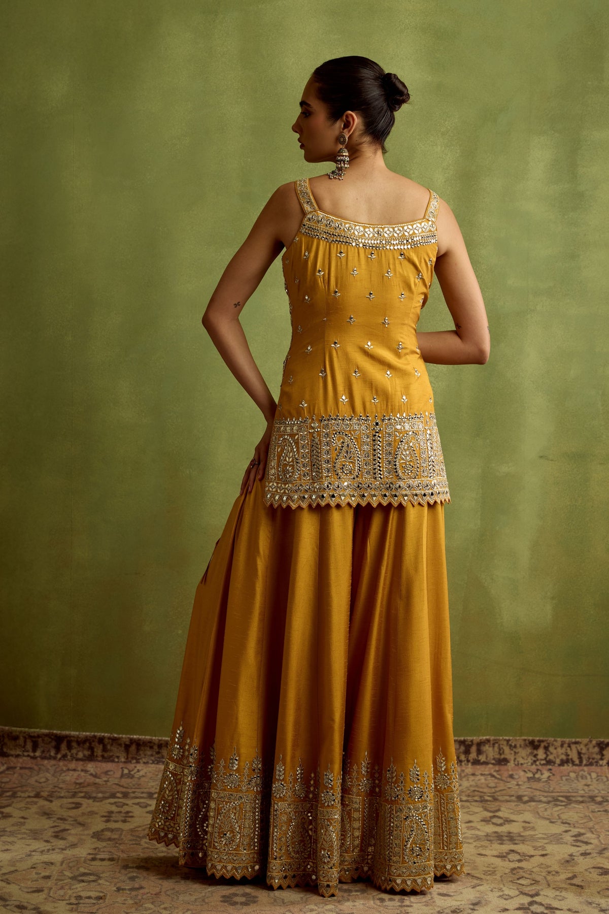 Yellow Silk Kurta Sharara Set