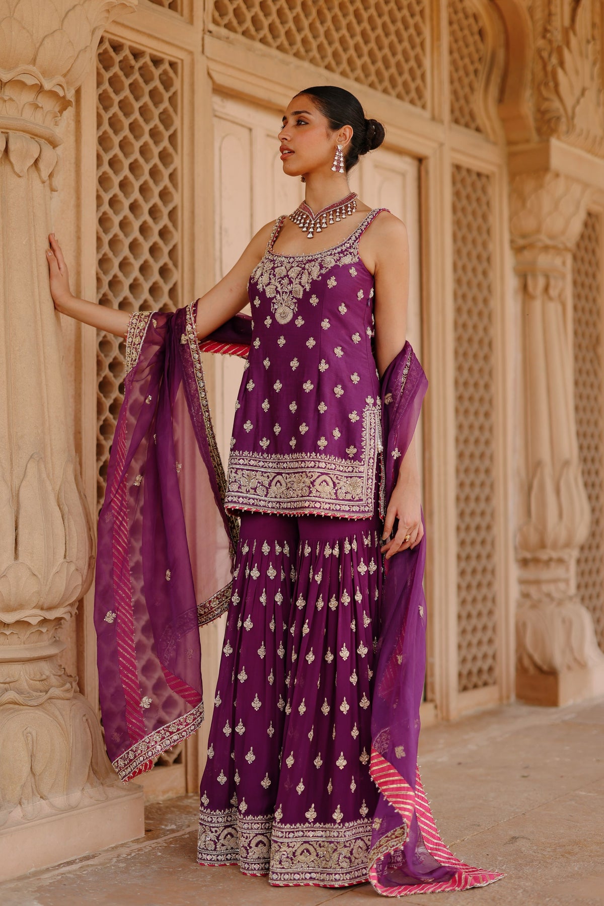 Shahbano Purple Sharara Set