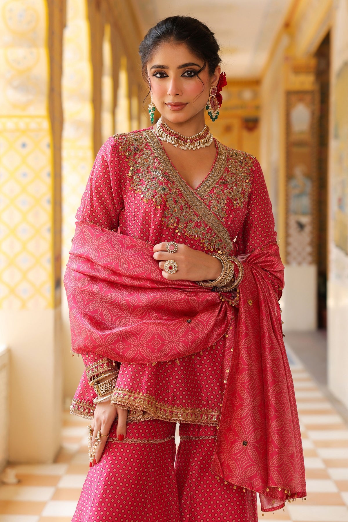 Ahista Pink Angrakha Sharara Set