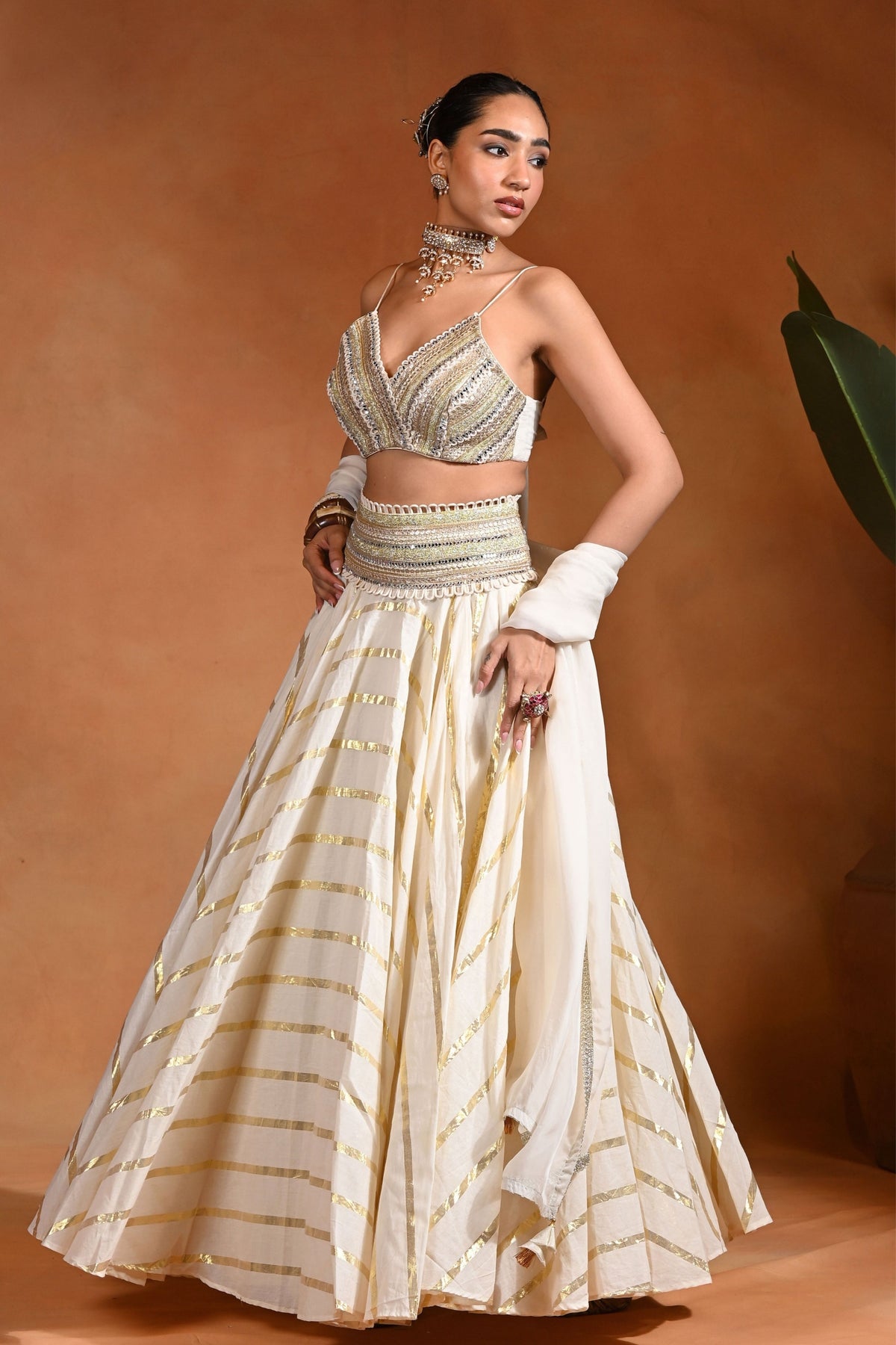 Zar Ivory Gold Lehenga