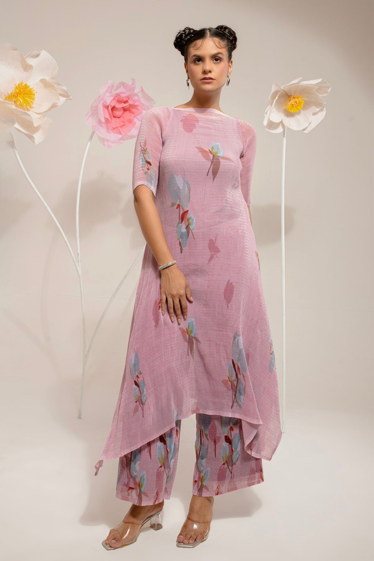 Onion Pink Lotus Tunic Set