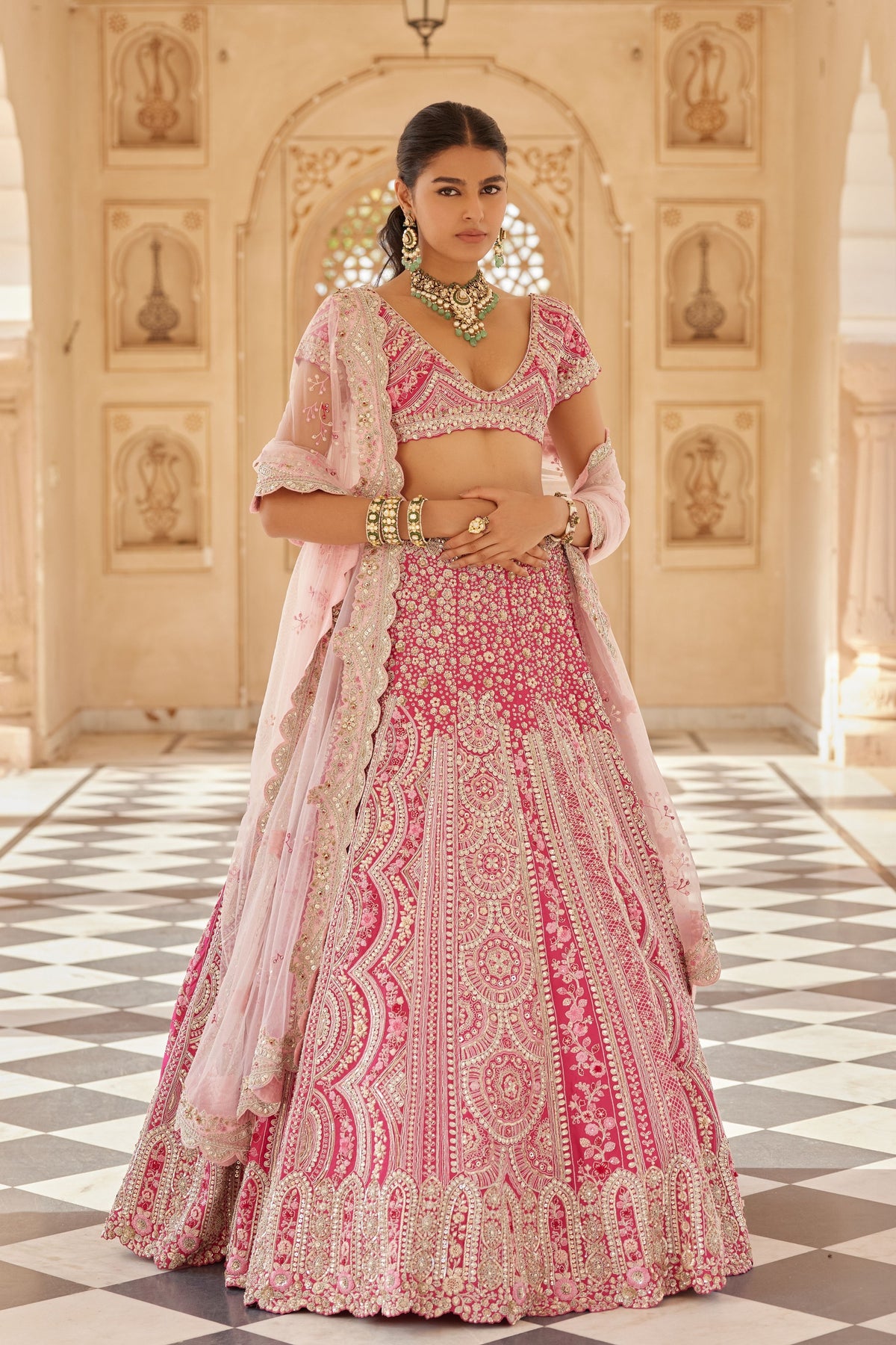 Scarlet Embroidered Lehenga Set