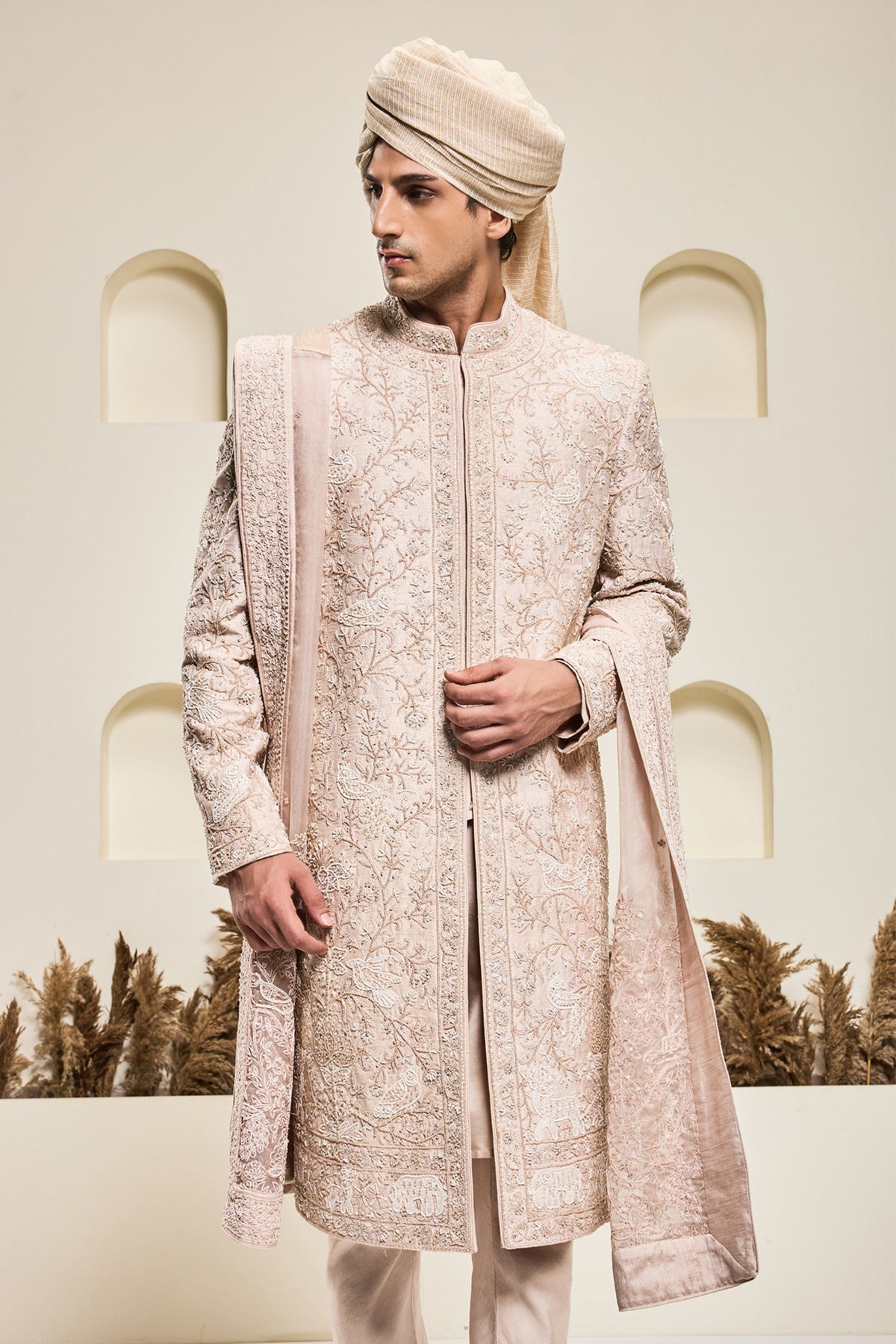 Dusty Rose Cutdana Sherwani Set