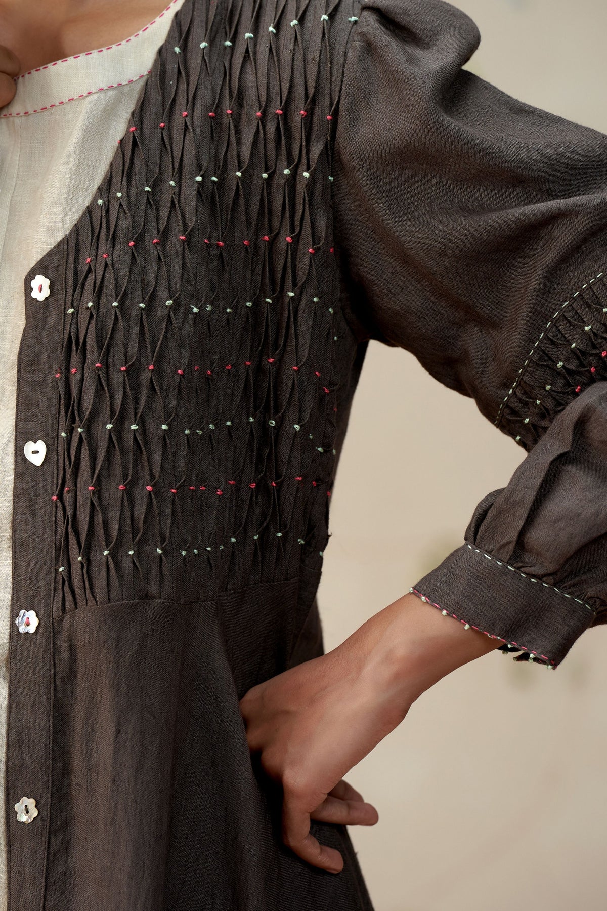 Pollen Ash Black Linen Jacket