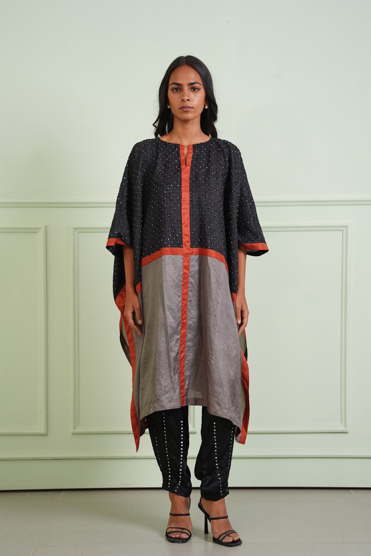 Charcoal Bandhani Kaftan Tunic
