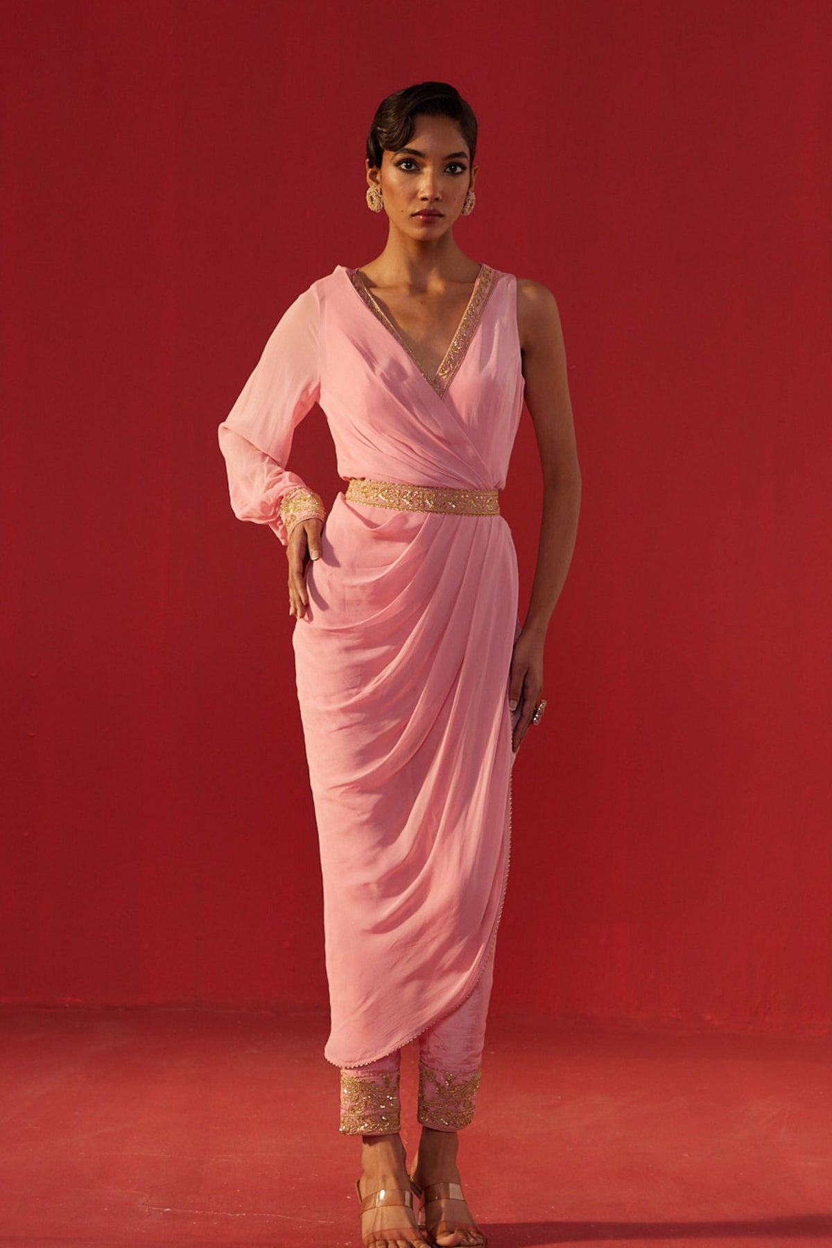 Pink Drape Style Jumpsuit