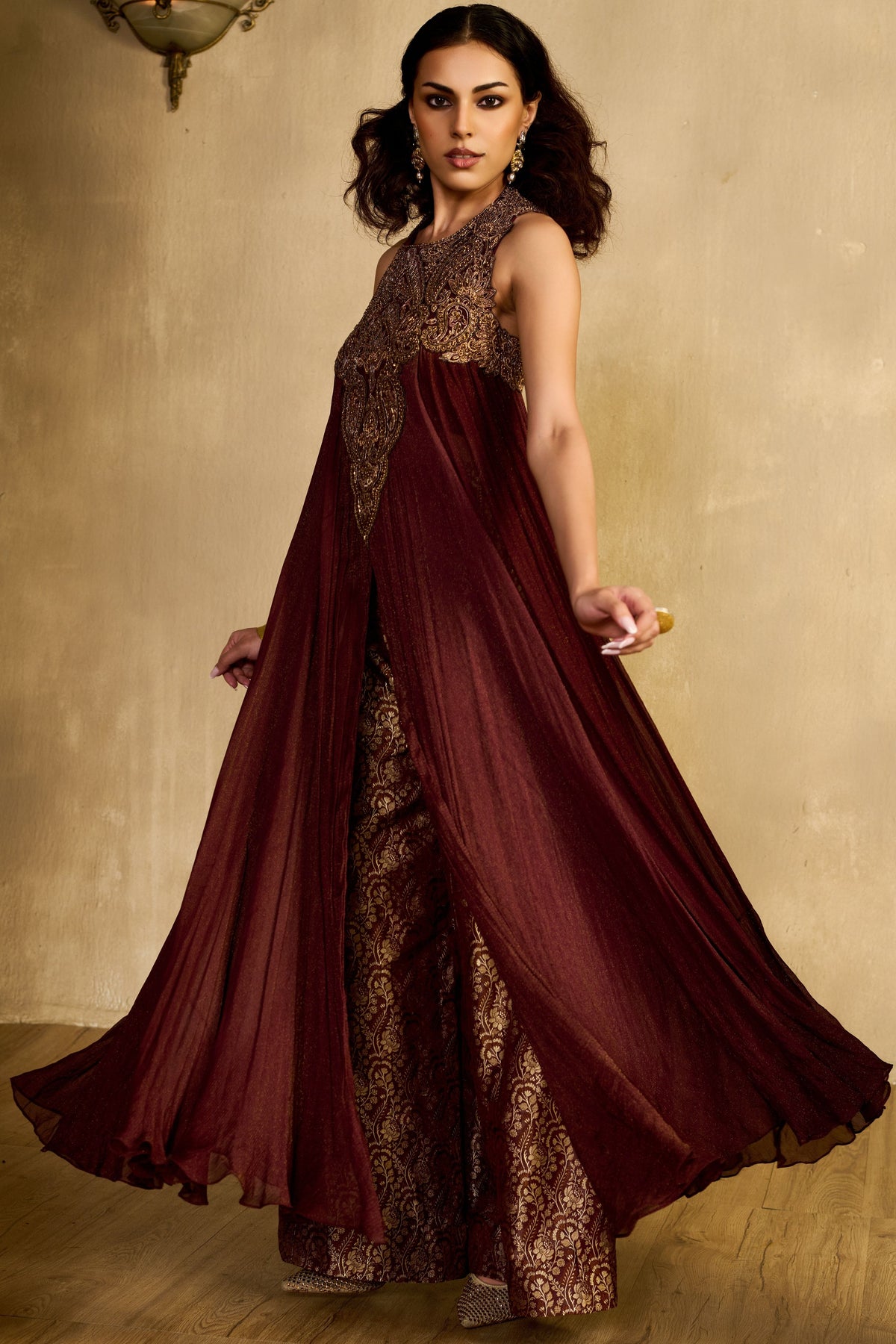 Begum Maroon Kurta Set