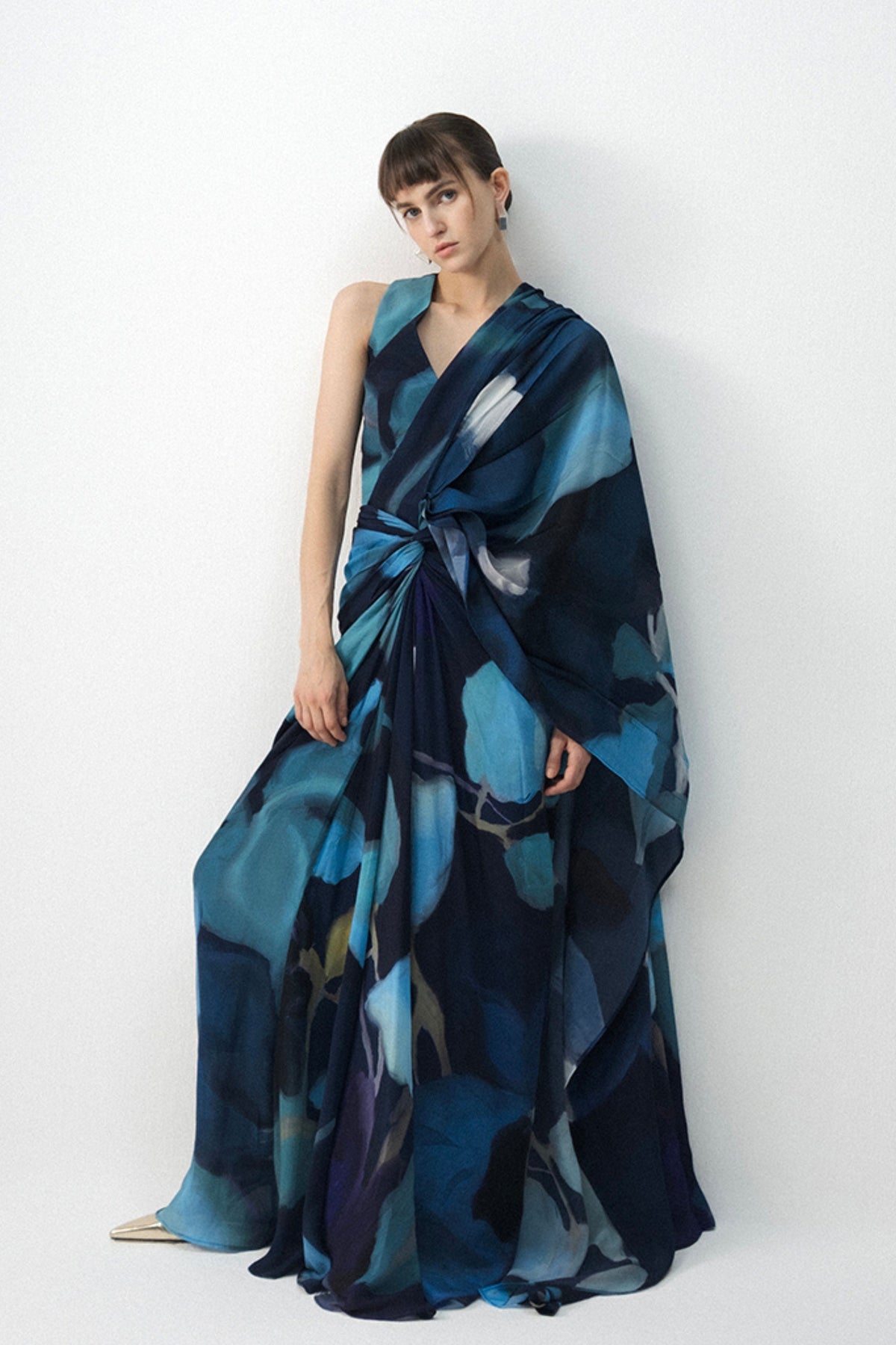 Blue Lagoon Draped Saree Set