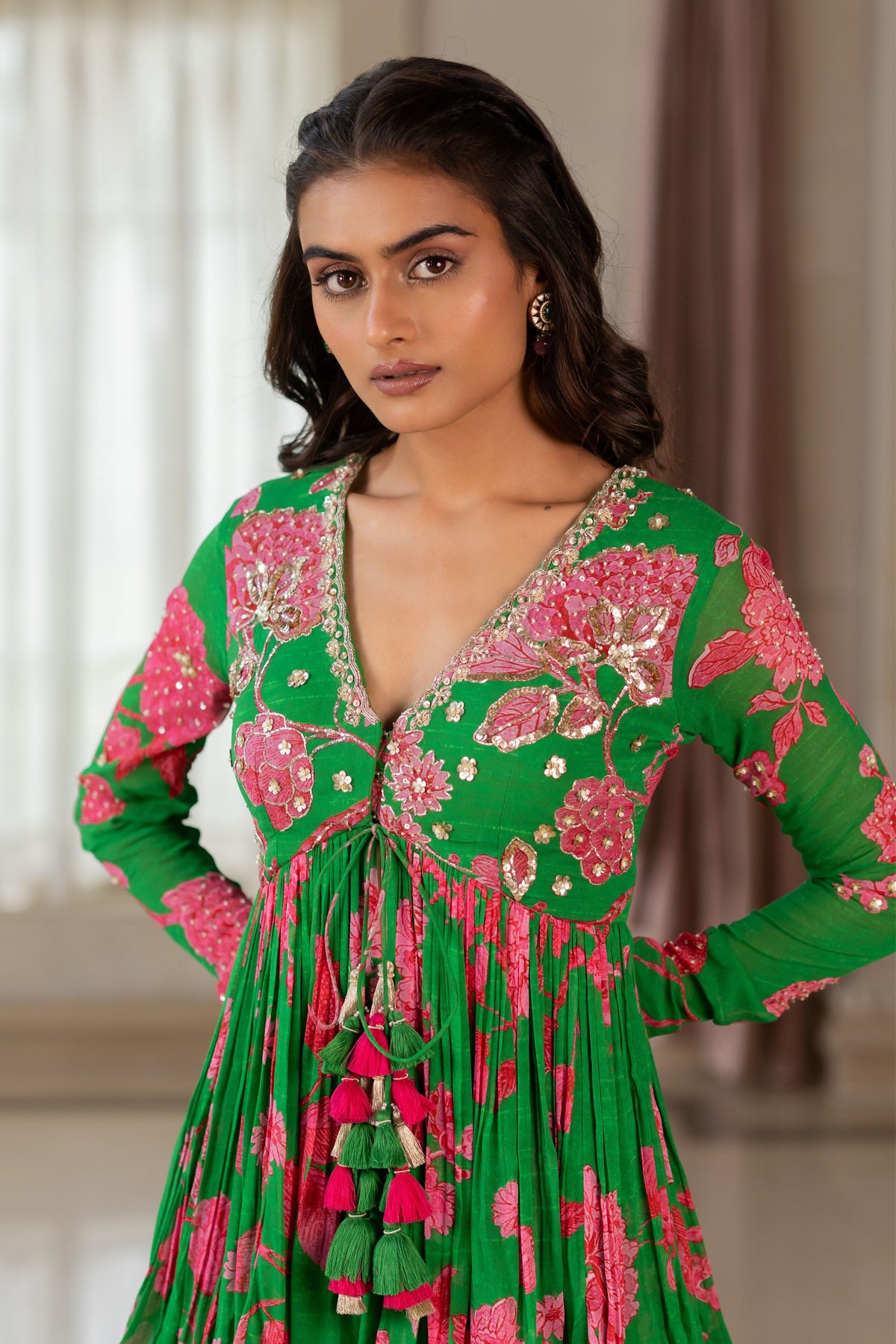 Risha Peplum Set in Green