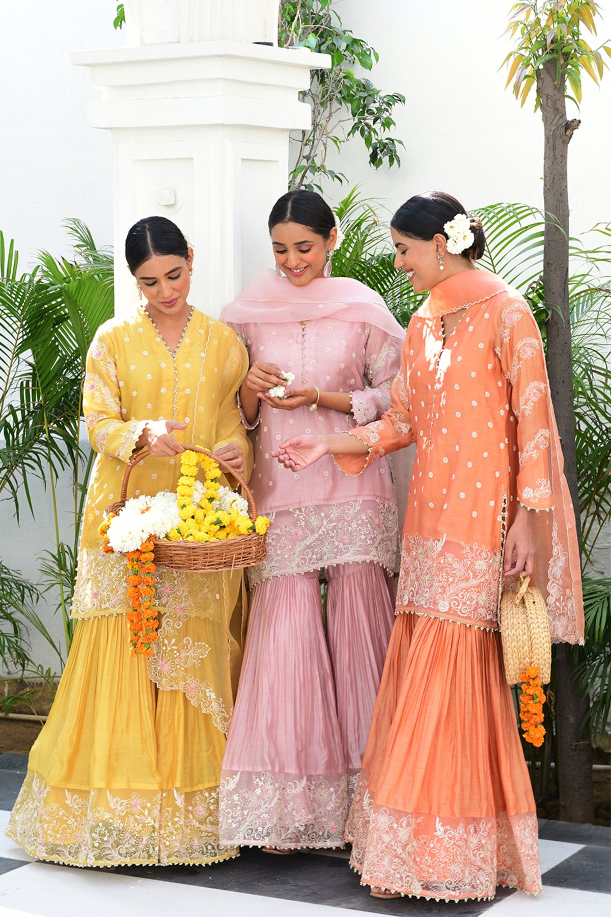Peach Reef Heavy Sharara set