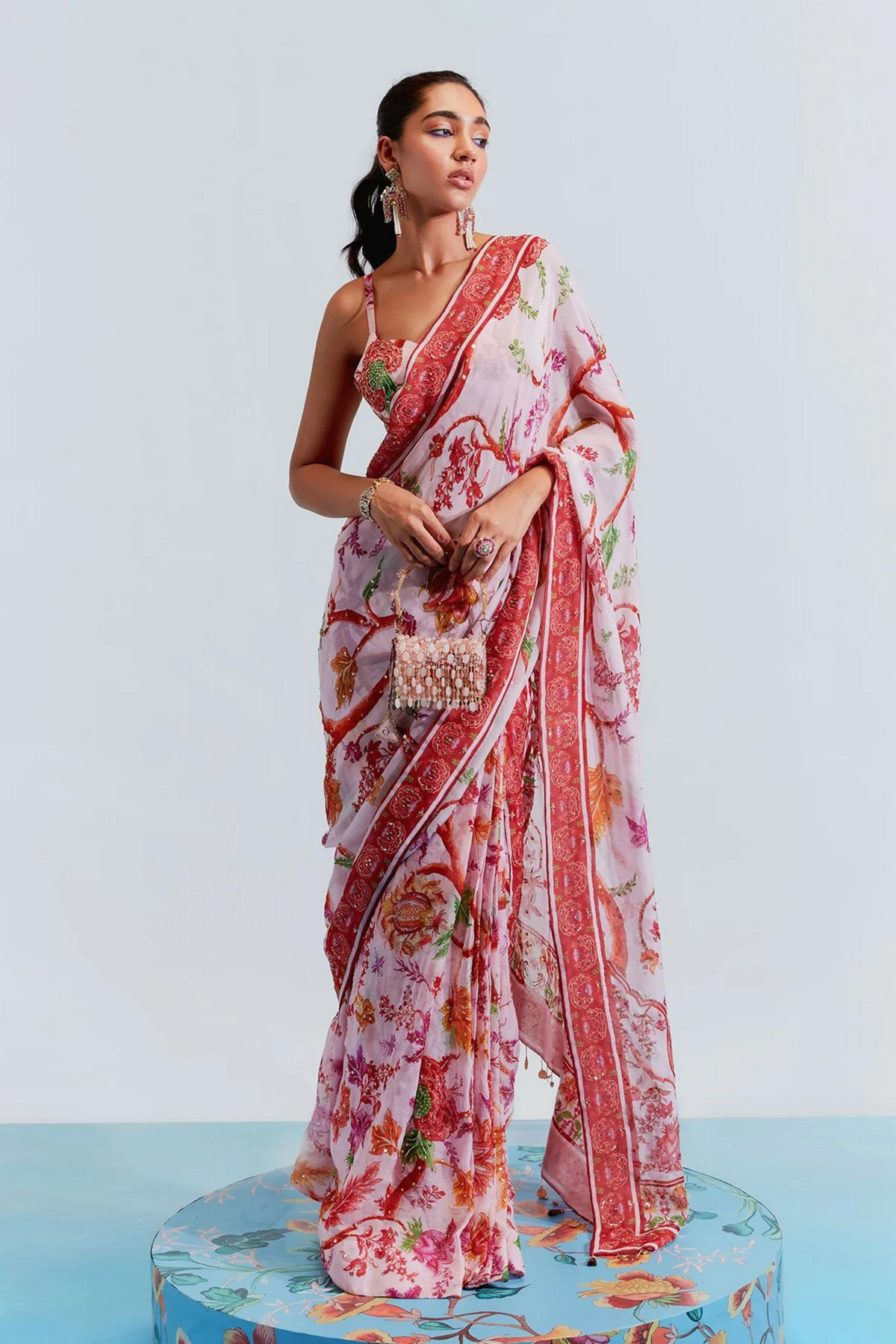 Aisha Blush Embroidered Saree