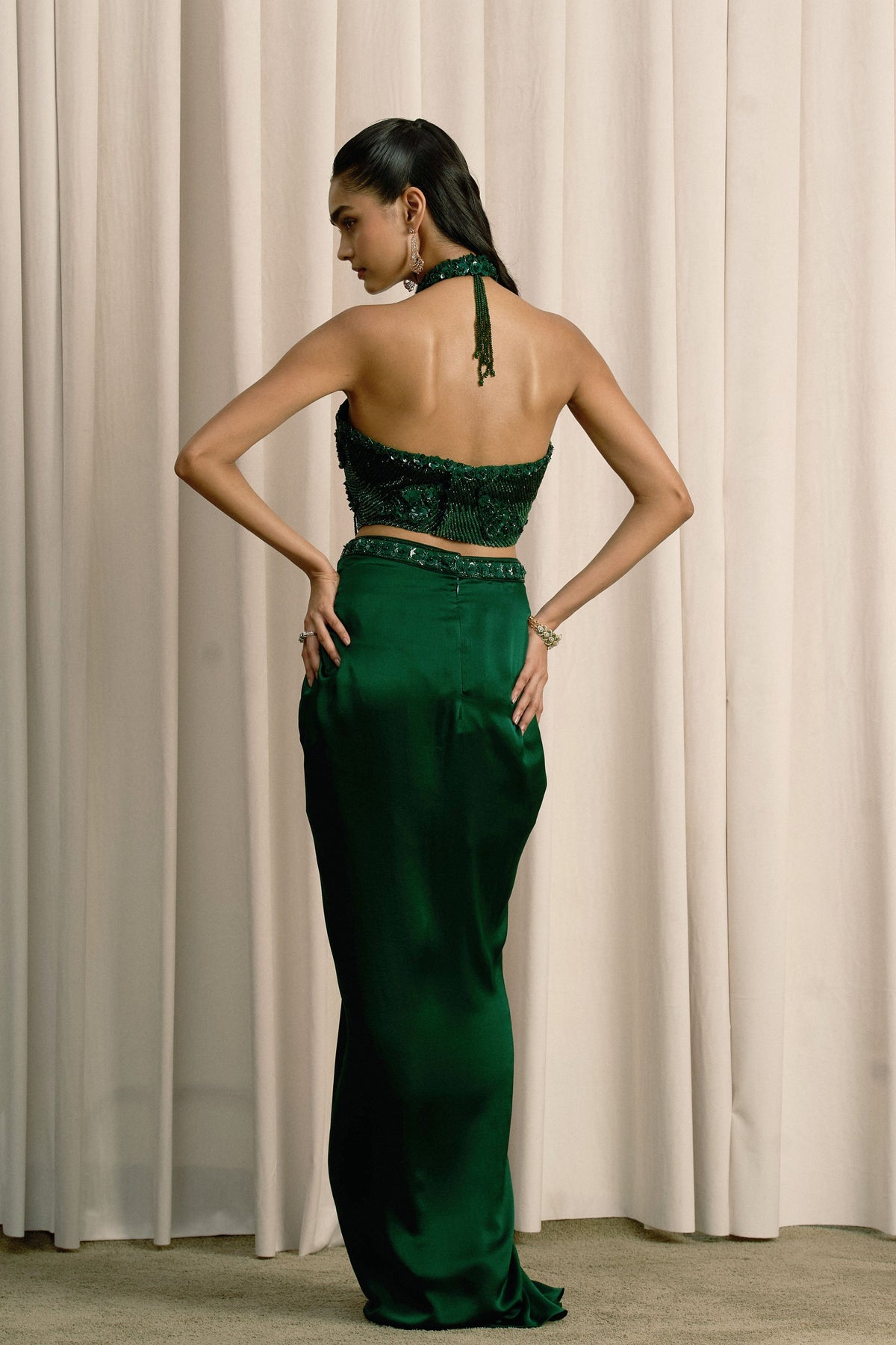 Emerald Green Halter Skirt Set