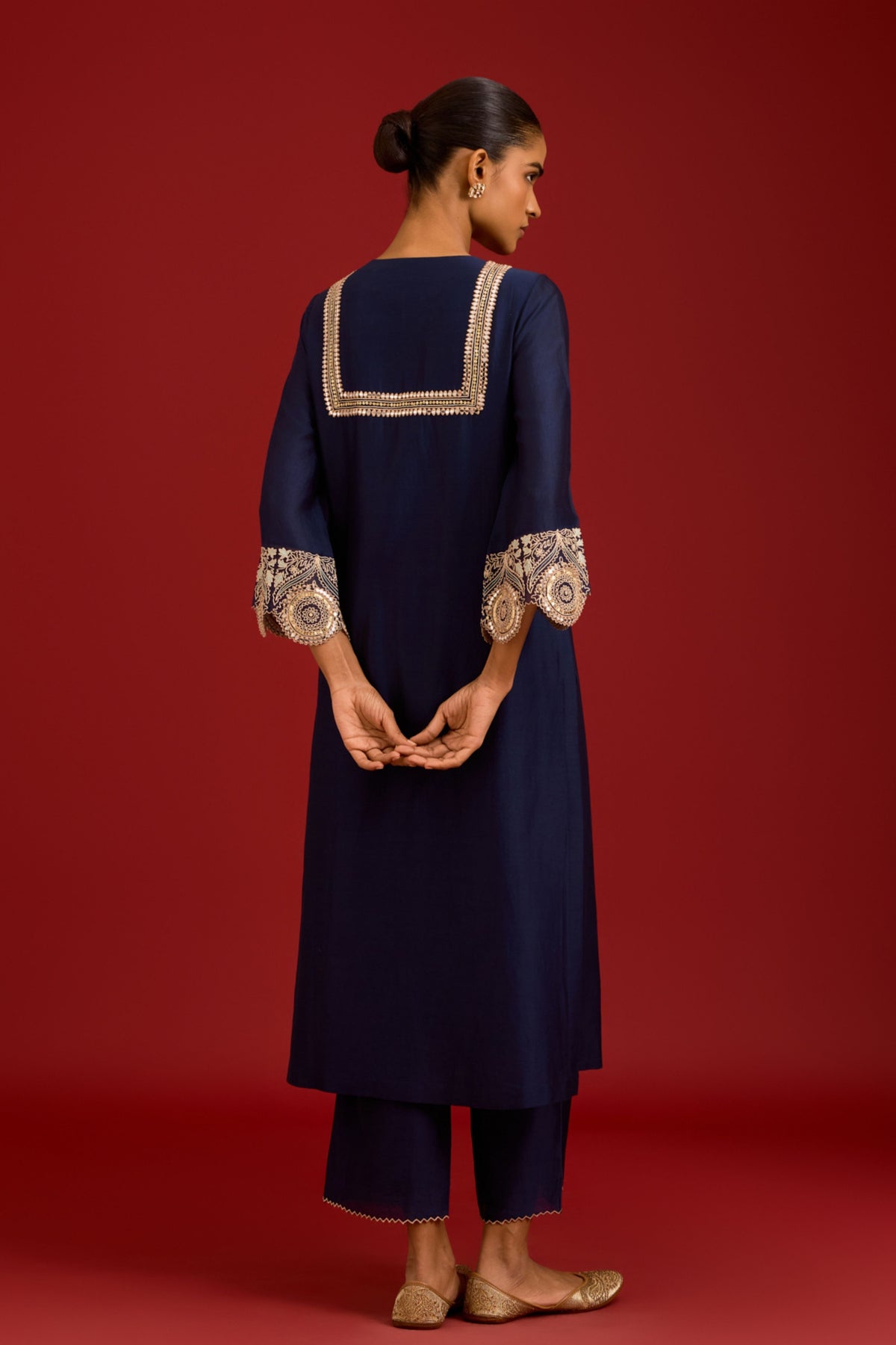 Navy Sequins Embroidered Kurta Set