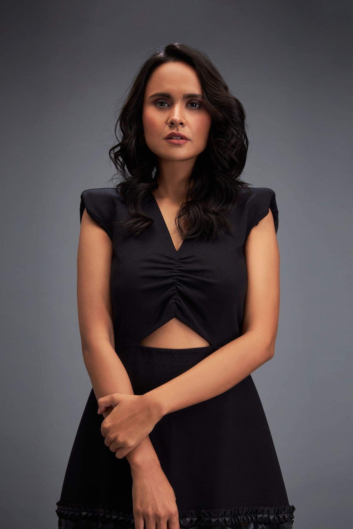 Drop Shoulder Dress With Cutwork