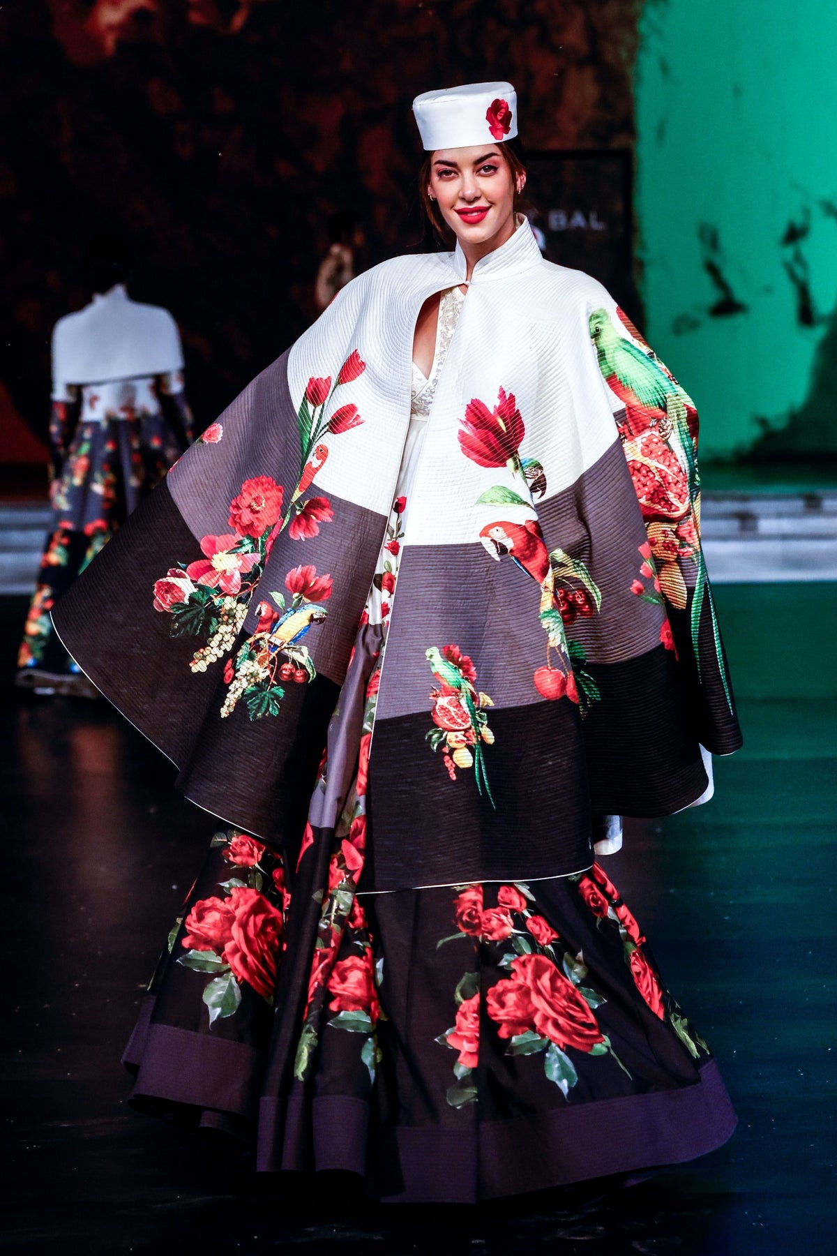 Printed Quilted Cape With Anarkali Set