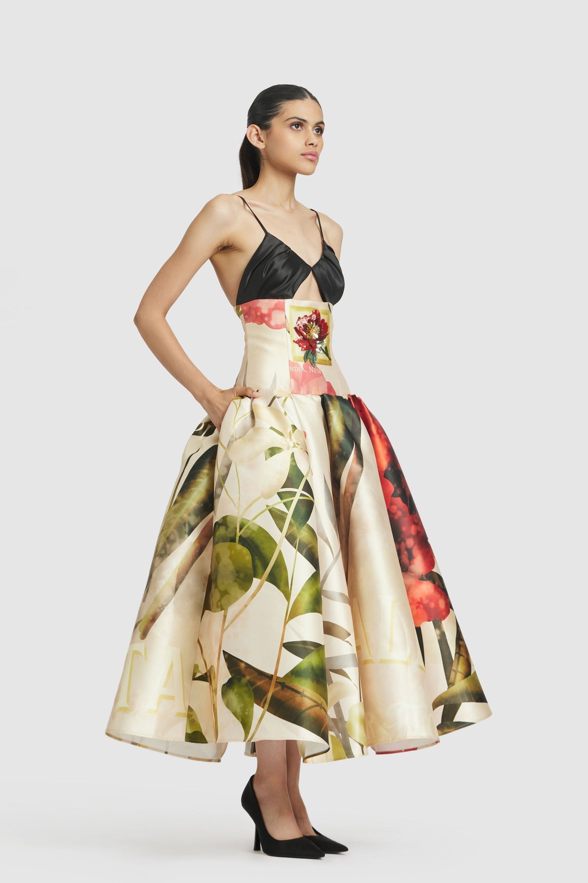 Ivory Drop Waisted Midi Dress