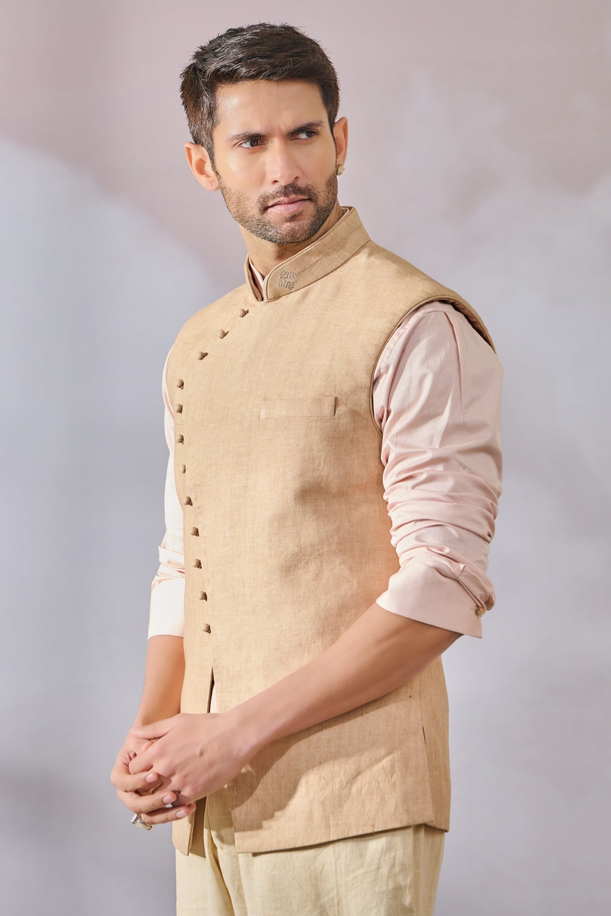 Asymmetrical Beige Waistcoat