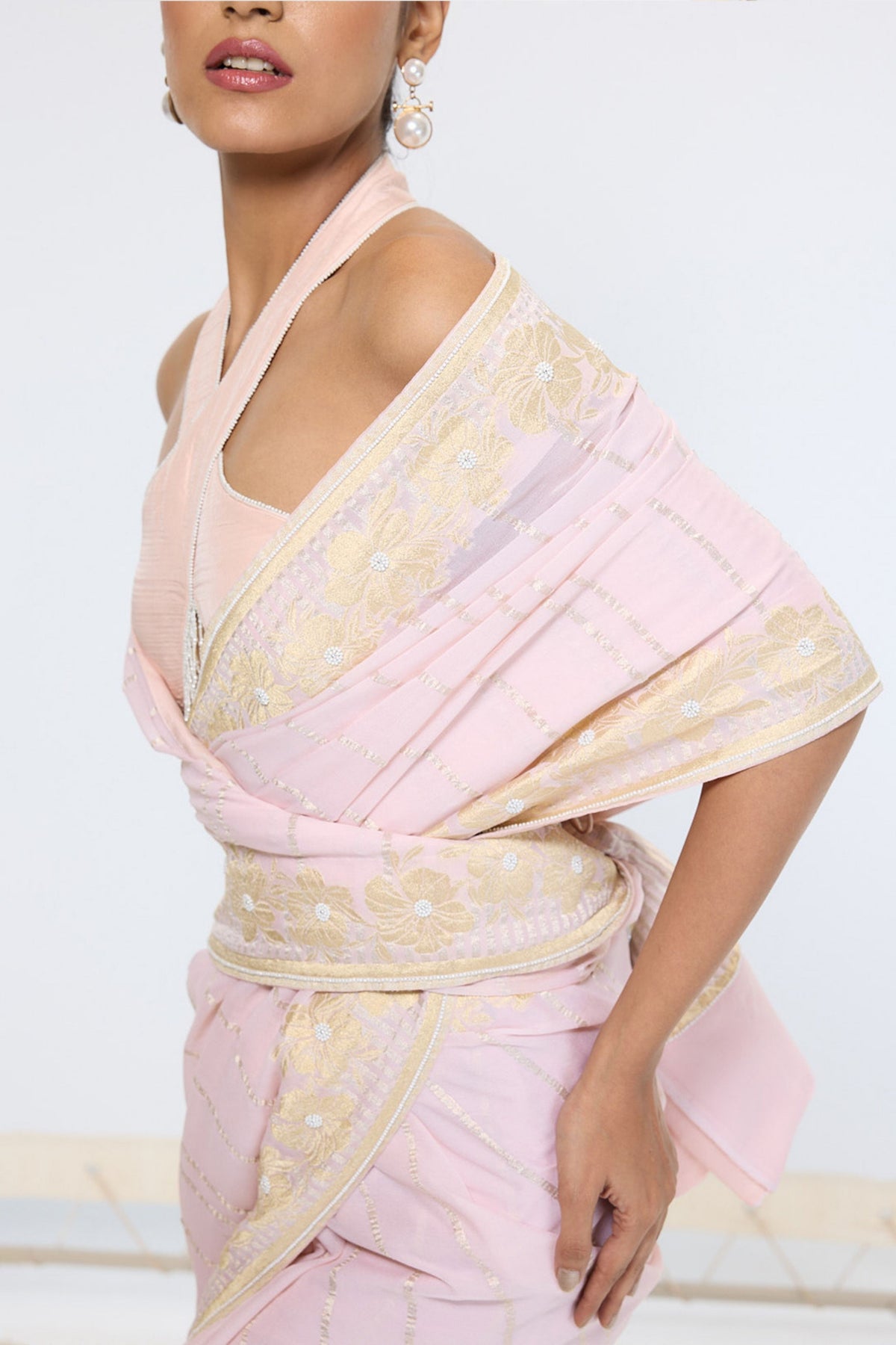 Handwoven Dusty Peach Saree