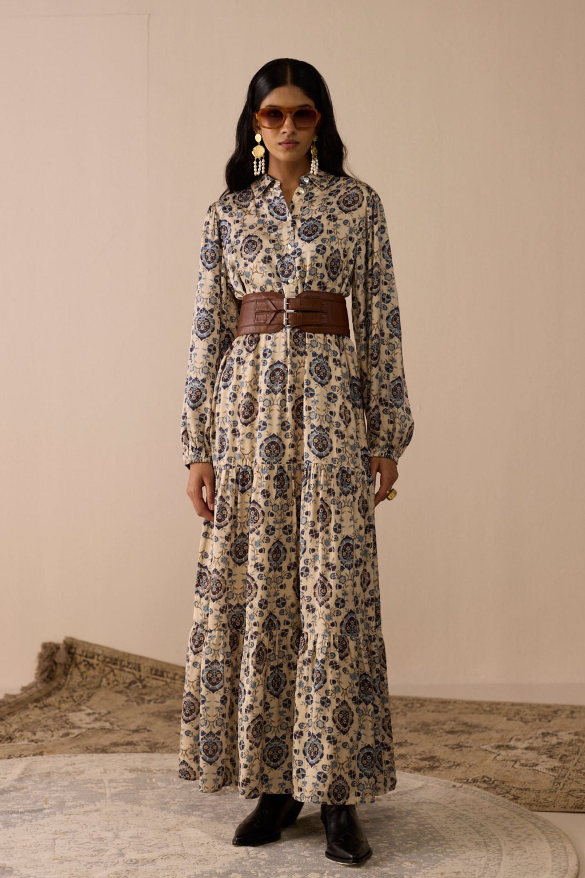 Calling June Seaside Vine Print Modal Eve Maxi Dress L / Seaside Vine Print / Modal