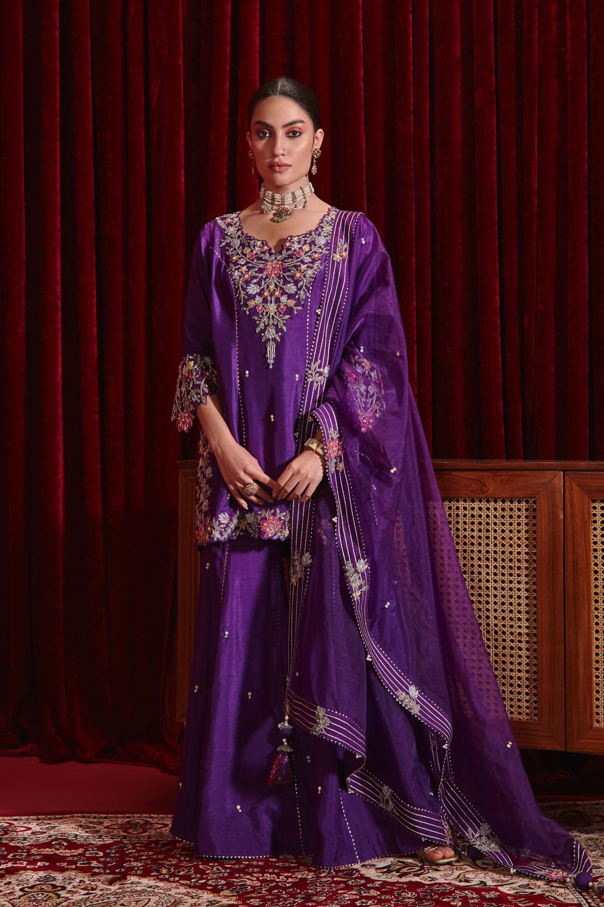 Purple Manu Sharara Set