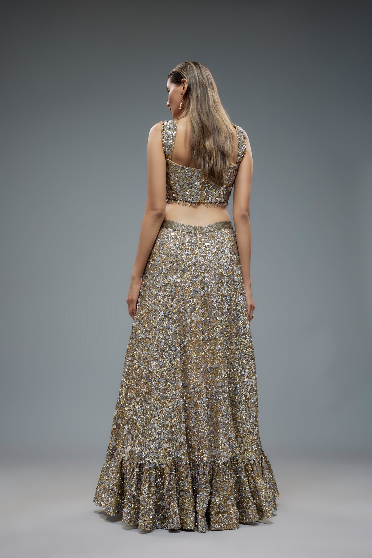 Beige Embroidered Lehenga Set