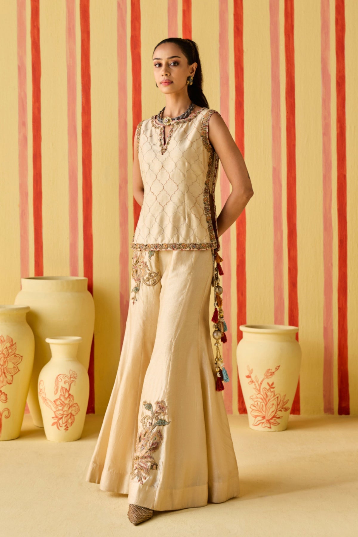 Adyah Tussar Sharara Set