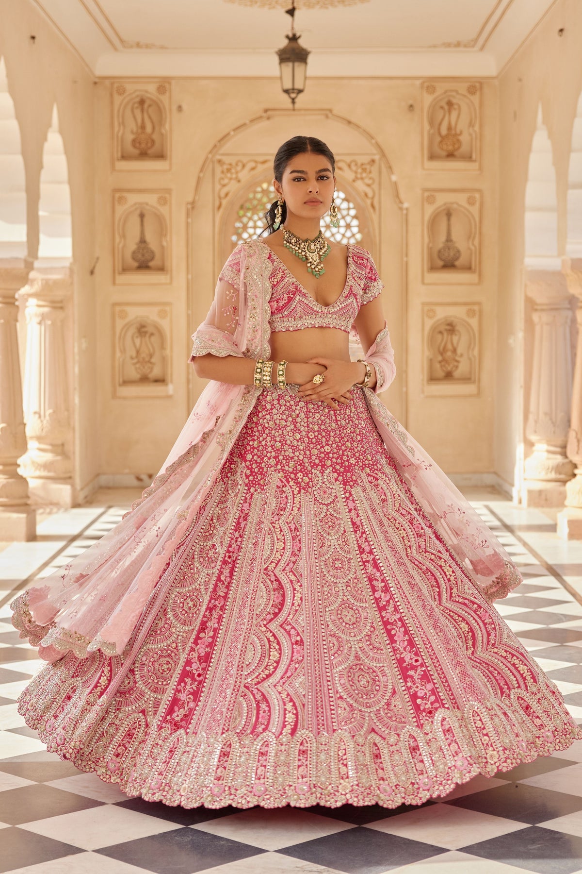 Scarlet Embroidered Lehenga Set