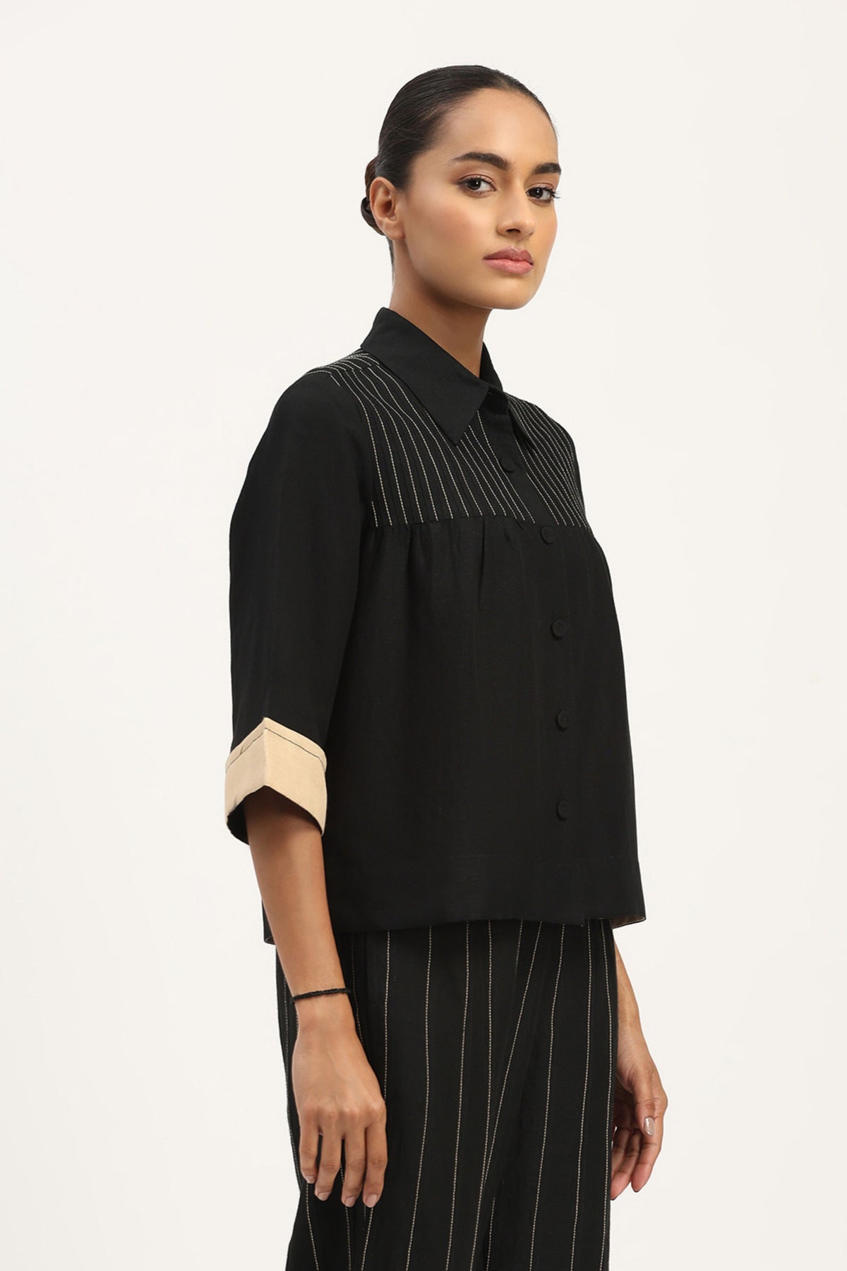 Pleated Linen Top