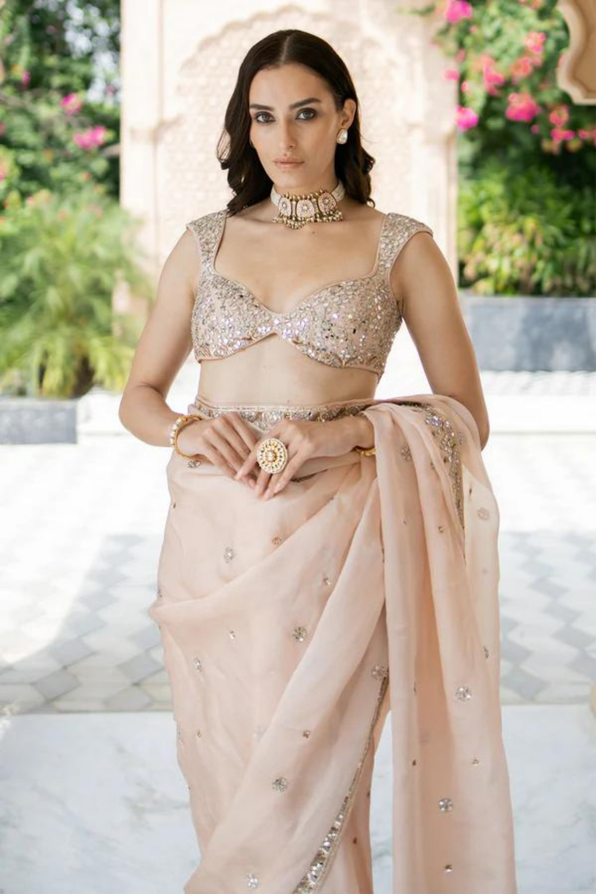 Blush Pink Saree Set