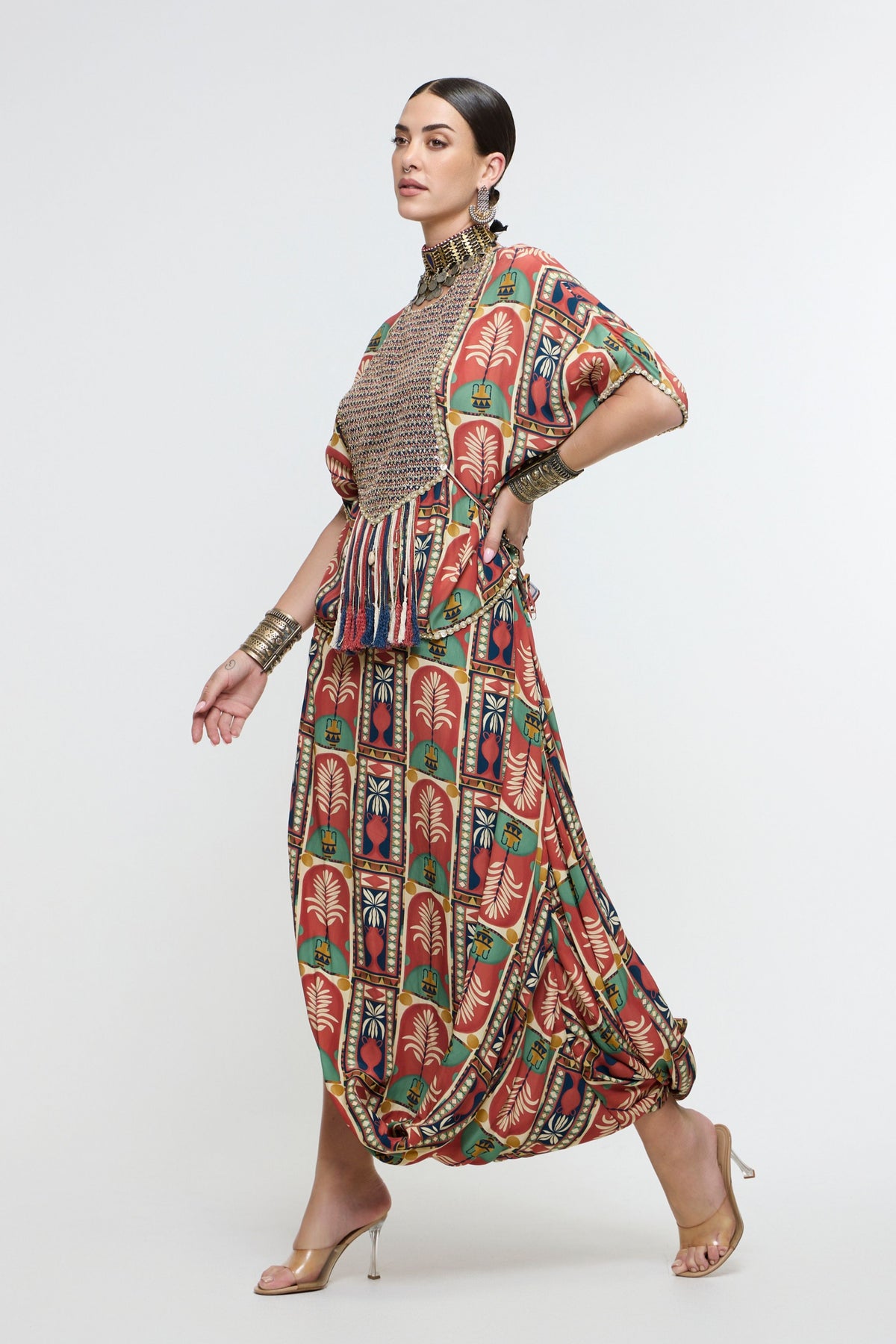 Charbagh Metallic Short Kaftan Set