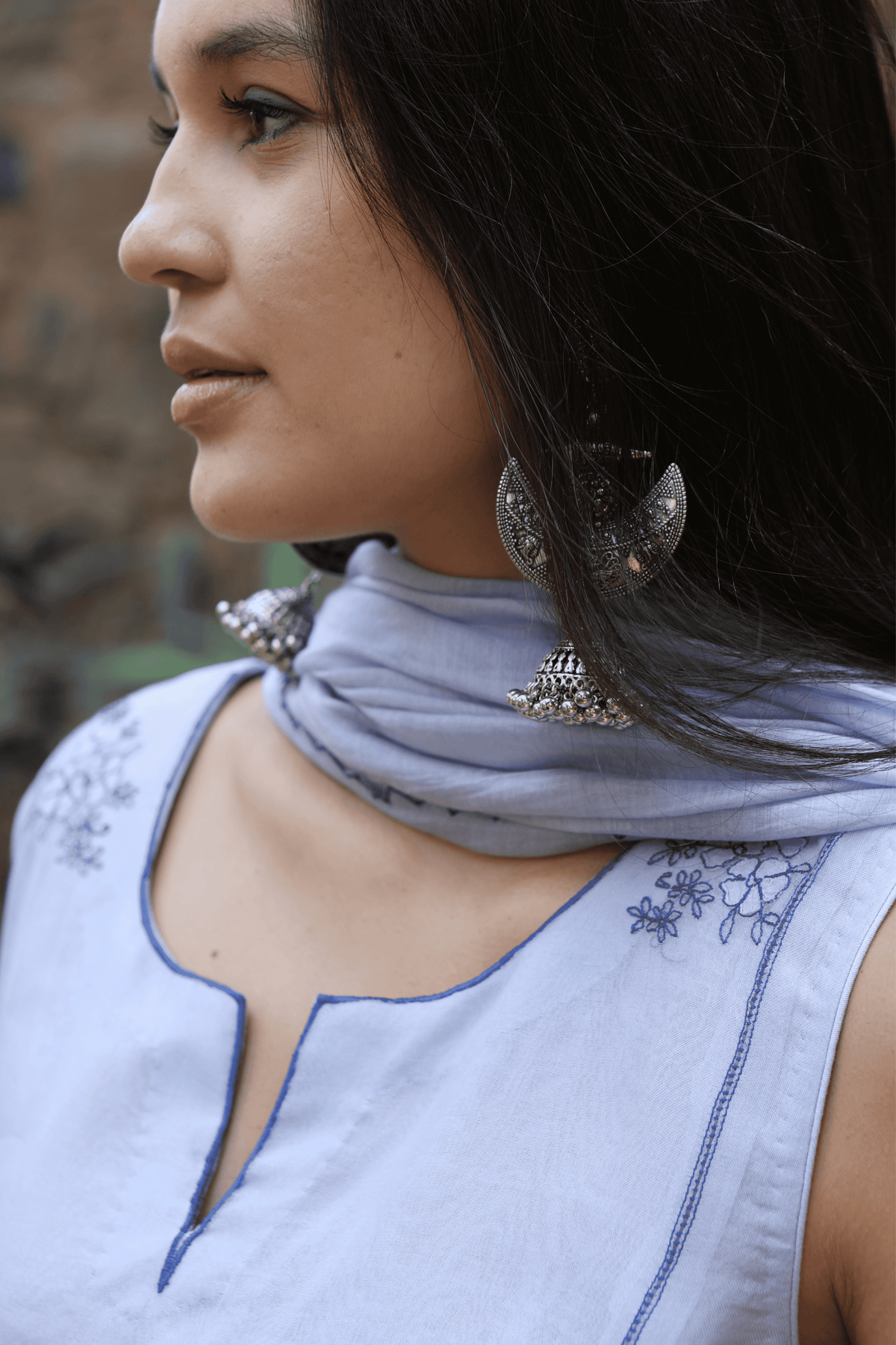Forever Blue Sleeveless Kurta Set