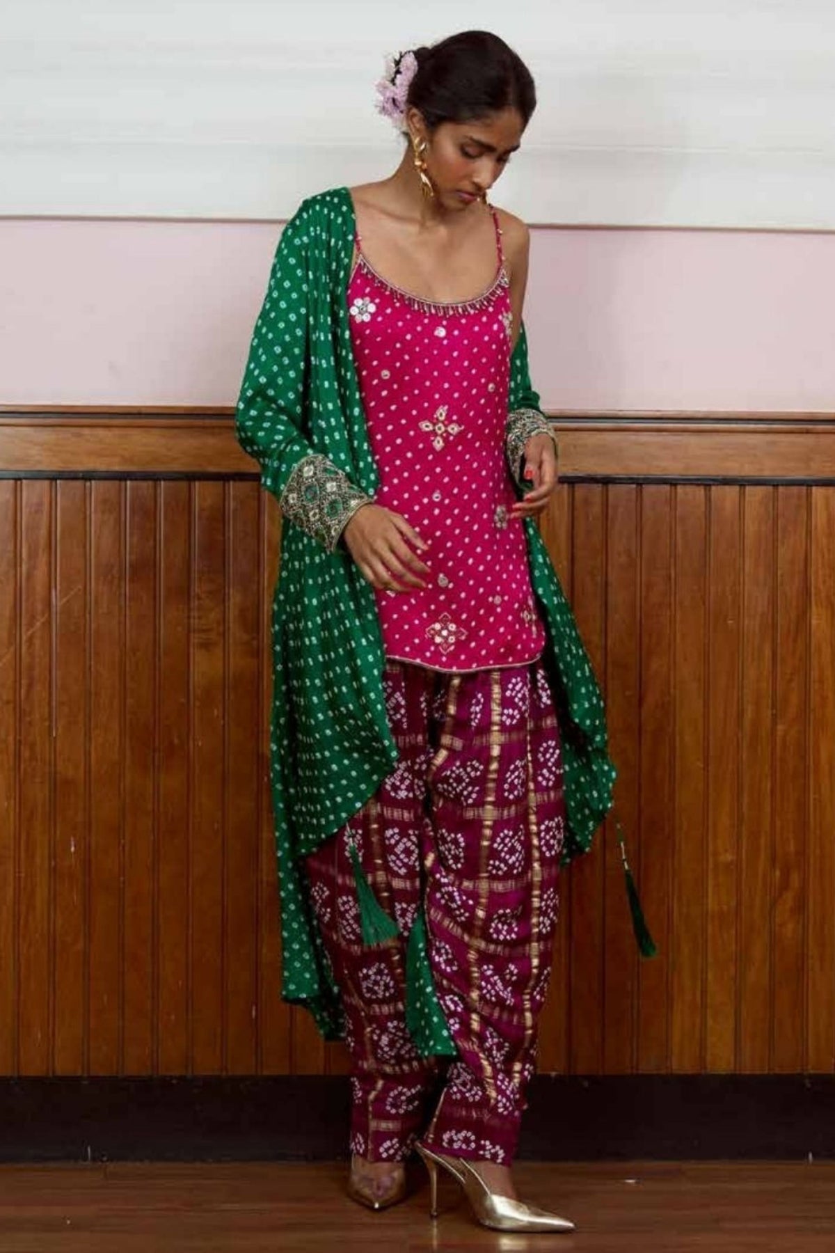Mehbooba Emerald Waterfall Jacket Set