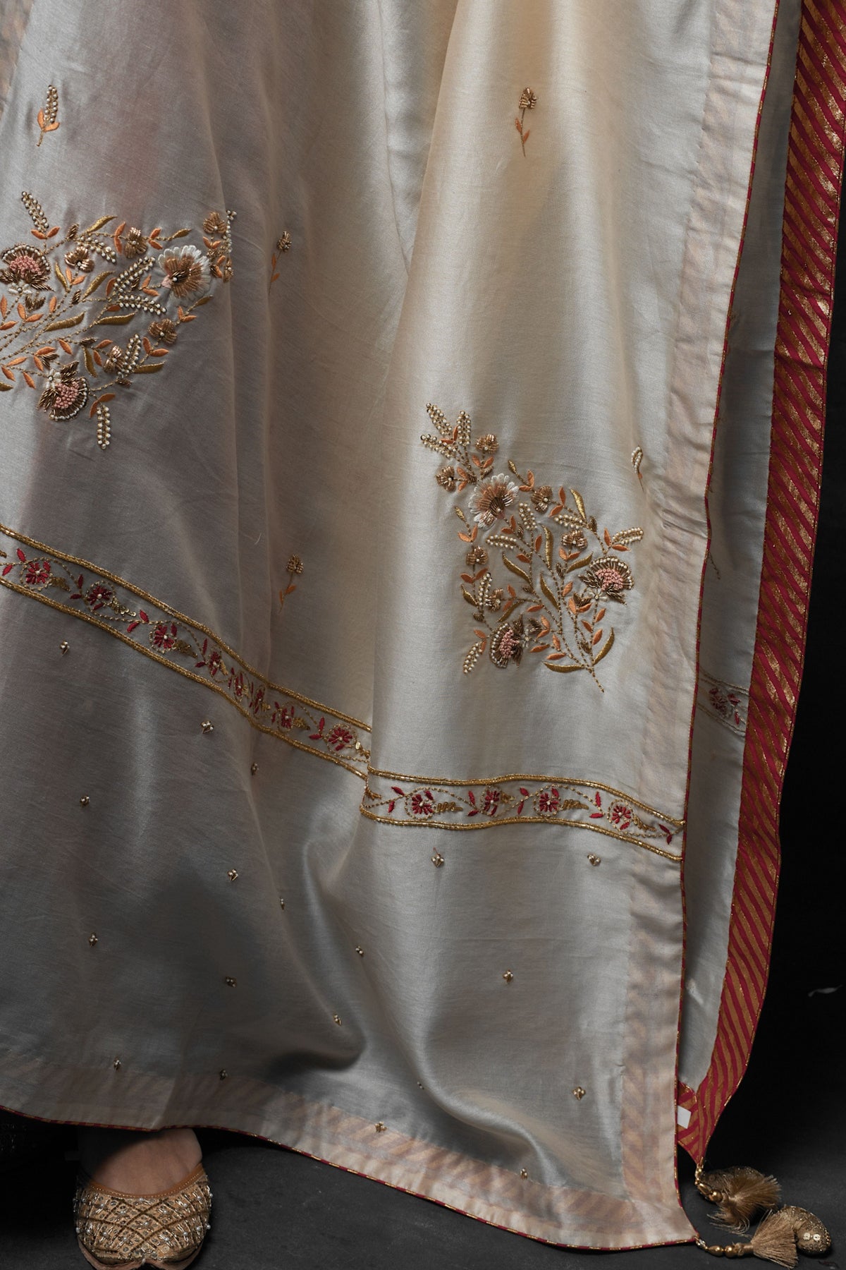 Cream Embroidered Dupatta