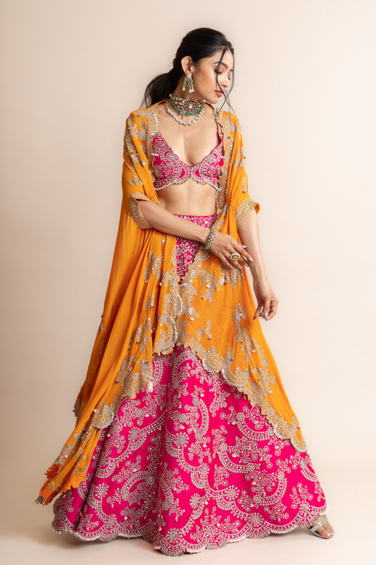 Embroidered Fuchsia Lehenga Set
