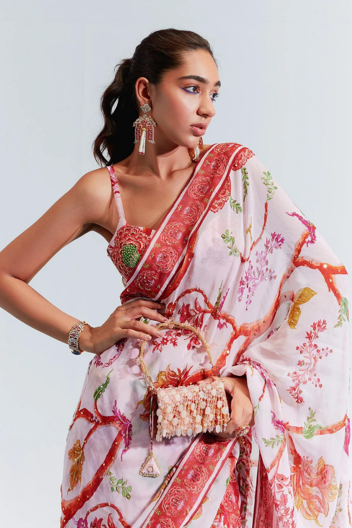 Aisha Blush Embroidered Saree