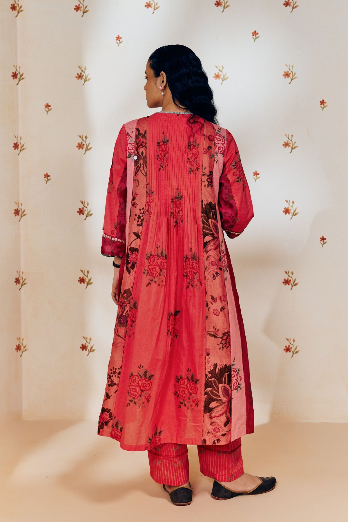 Pink Hand Printed Kurta Set