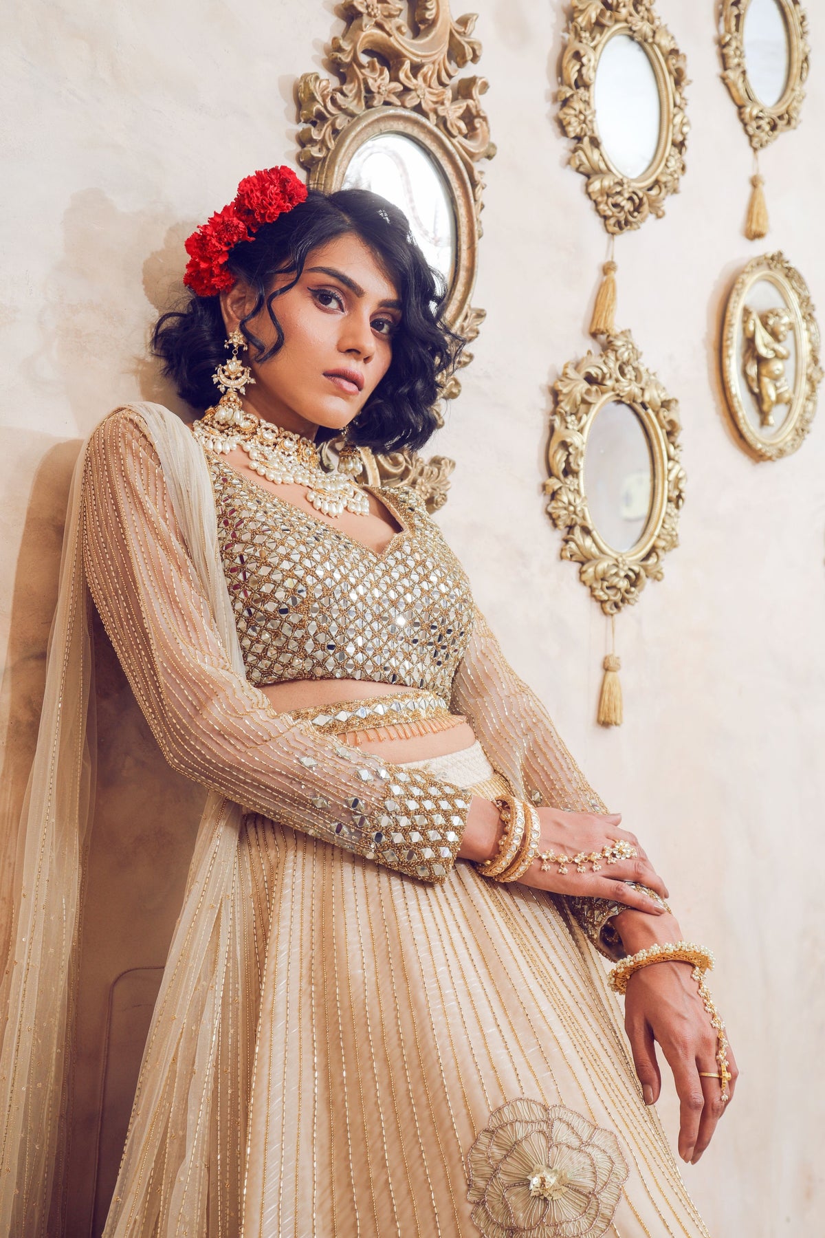 Ivory Embroidered Lehenga Set