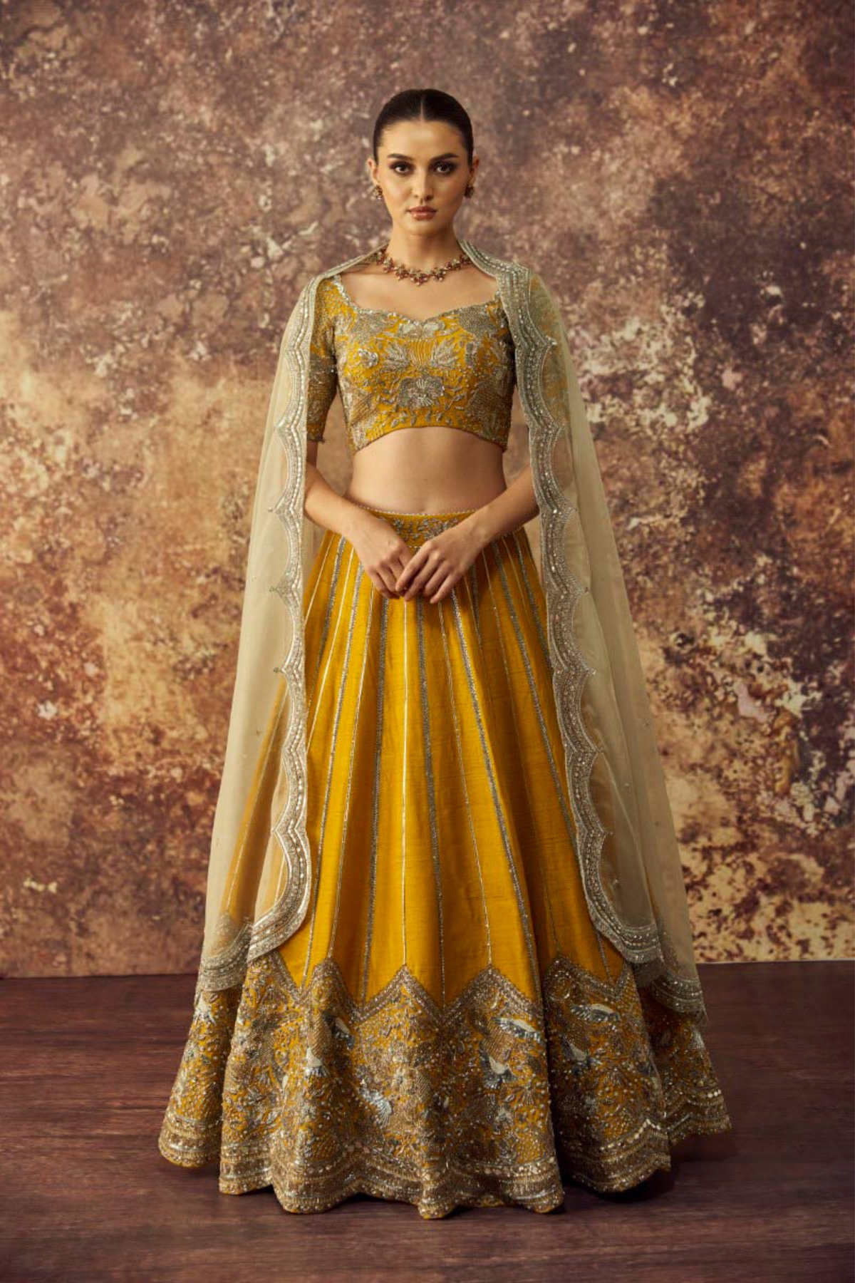 Yellow Rawsilk Lehenga Set