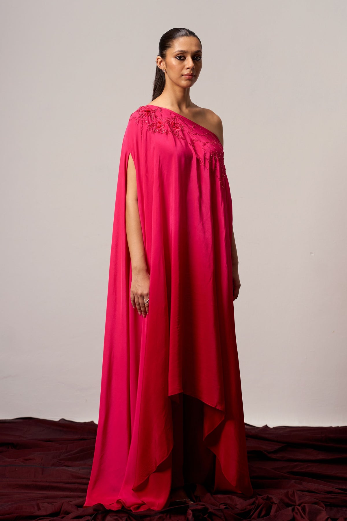 Rose Quartz One Shoulder Kaftan Set